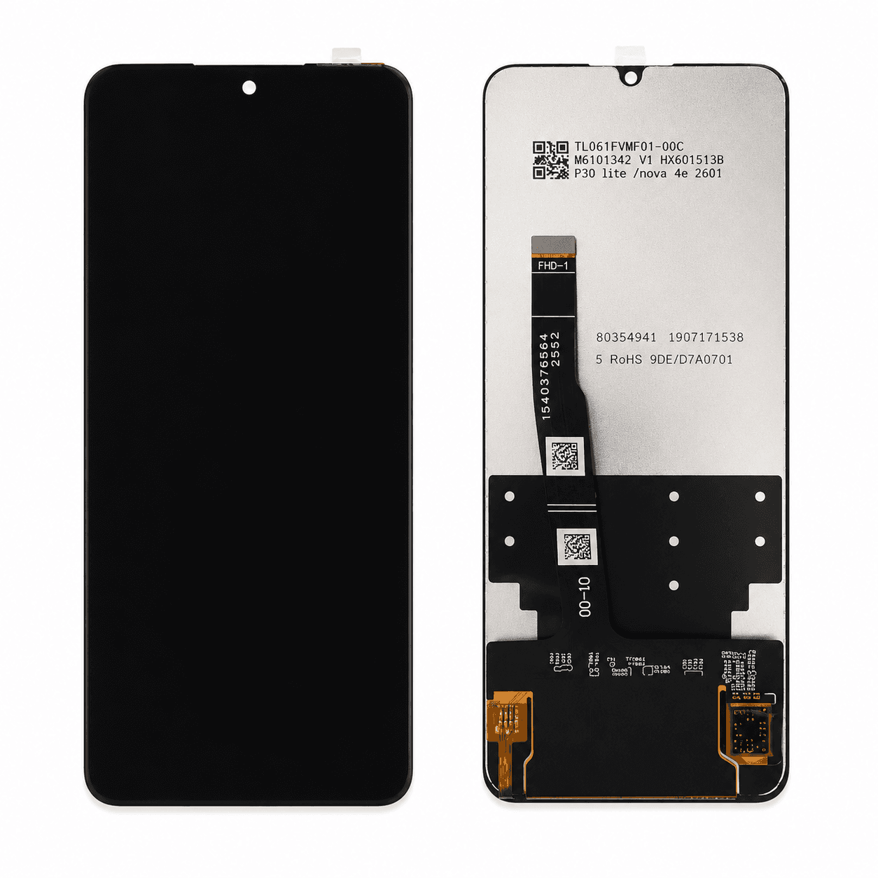 Huawei P30 Lite LCD Ekran - Çıtasız Siyah